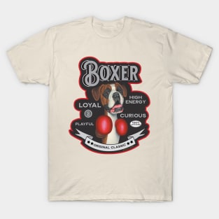 funny cute Vintage Boxer Dog with Boxing Gloves T-Shirt